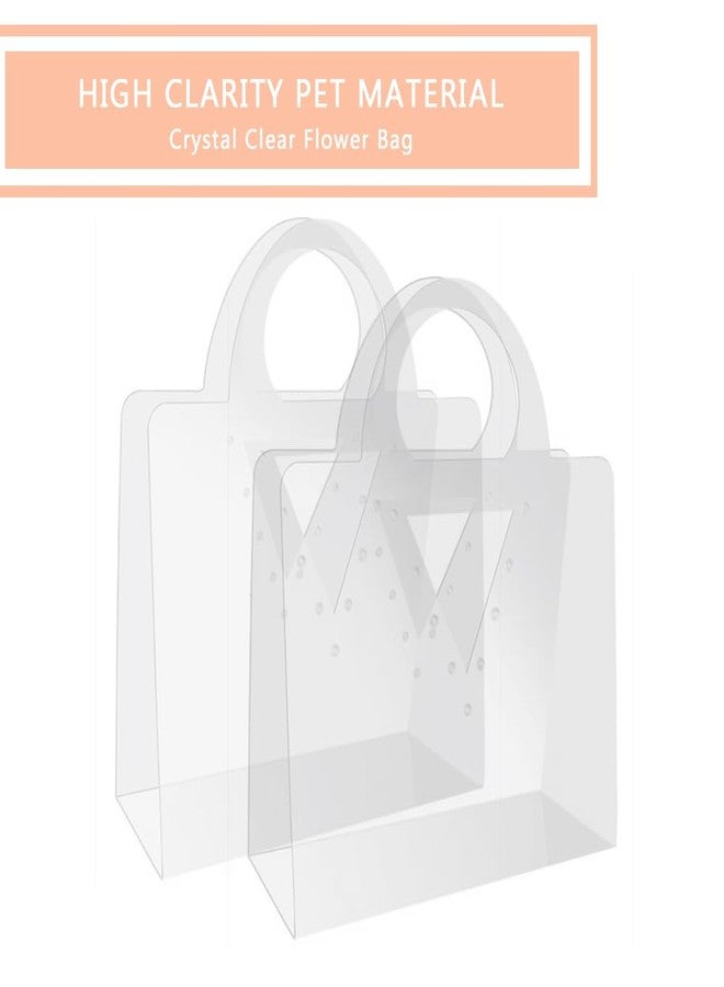 BBJ WRAPS Transparent Flower Bags For Bouquets PET Floral Gift Bags With Handle, Florist Supplies Packaging For Flower Shops On Valentine's Day, Mother's Day, Birthday Party(Triangle) - Image 5